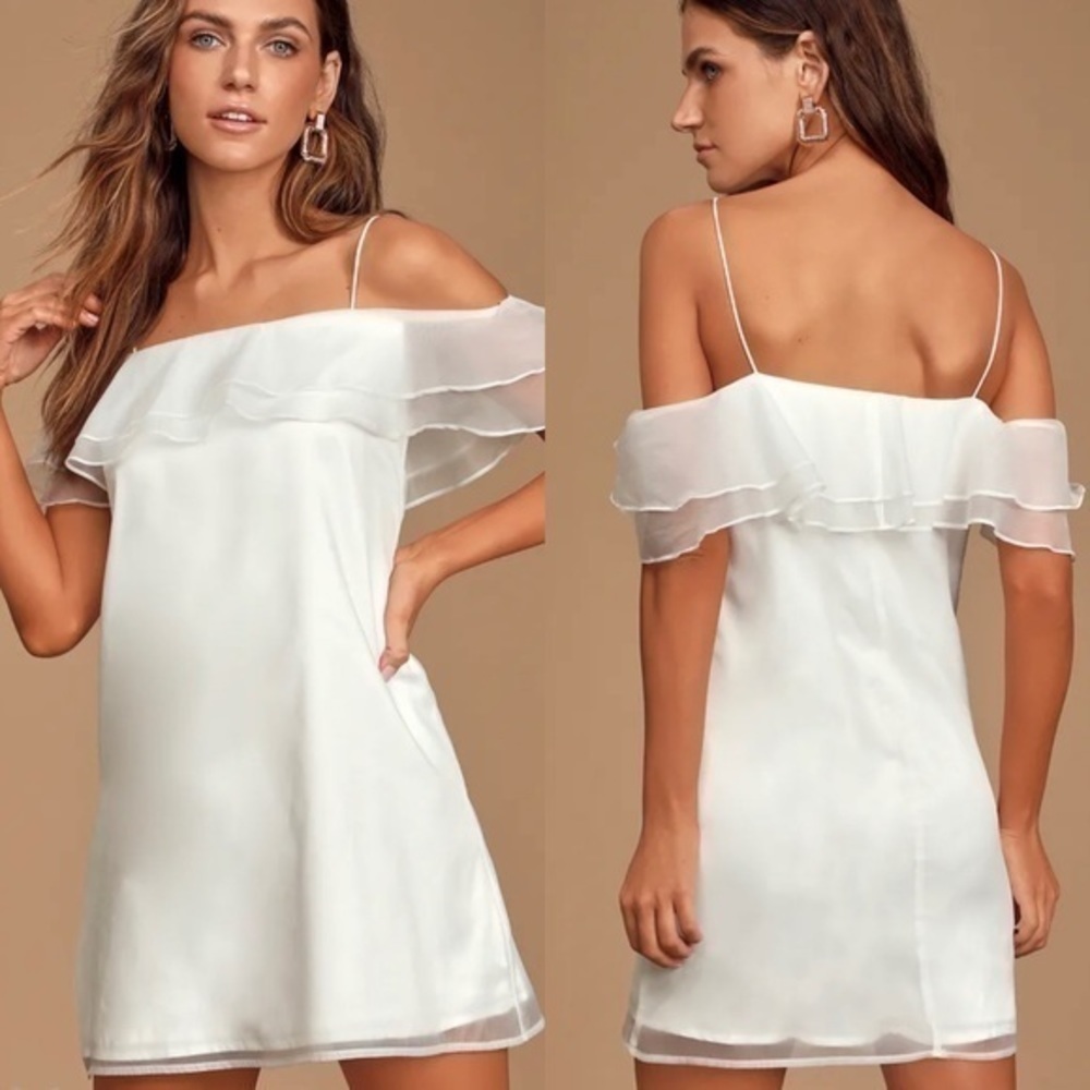 Lulu’s Sweet Angel White Off-Shoulder Slip Dress - Picture 3 of 10